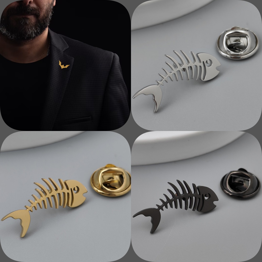 Creative fish bone gold-plated - Men'S Accessories Gift Set Branded recension och pris